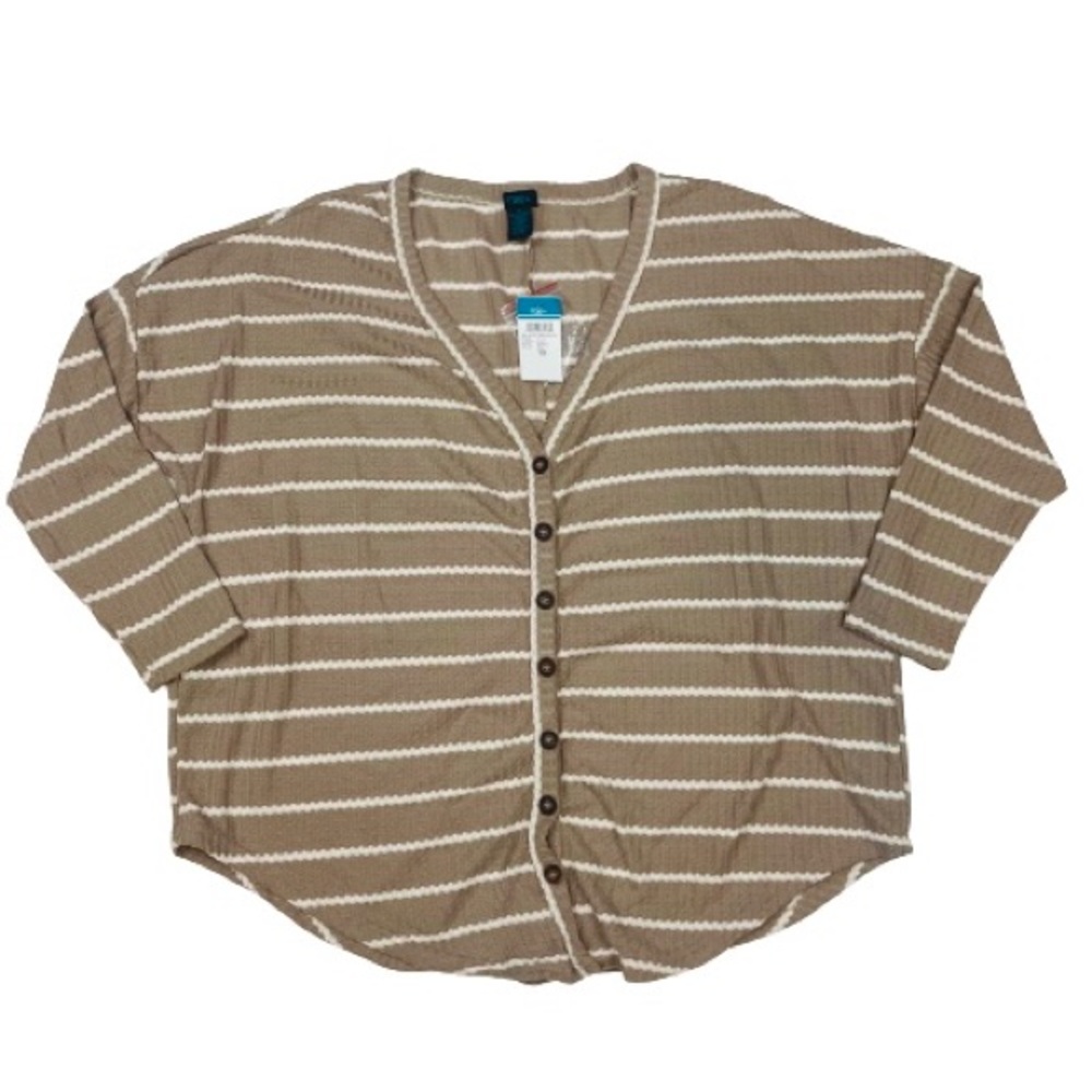 Rue 21 Ladies Lightweight Striped V-Neck Button Up Sweater 
Size 1X